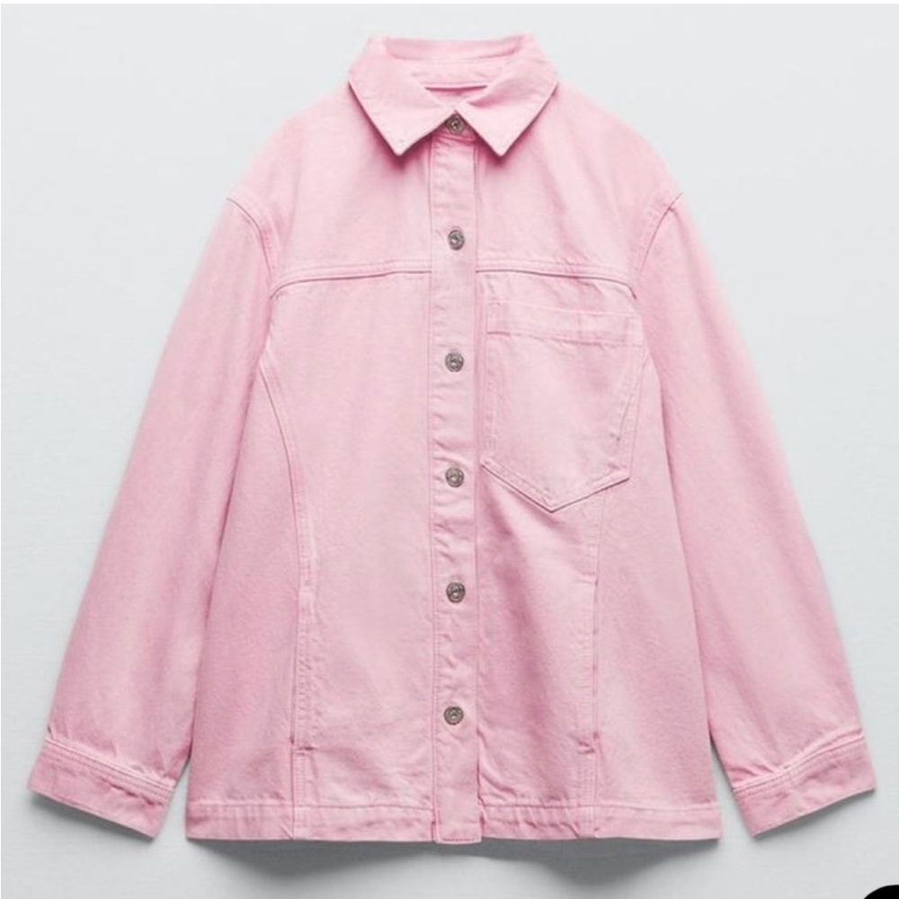 Zara Light Pink Denim Jacket - Medium
